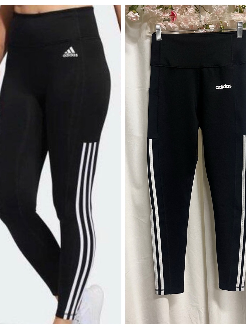 adidas Black 3-Stripe High-Rise Leggings